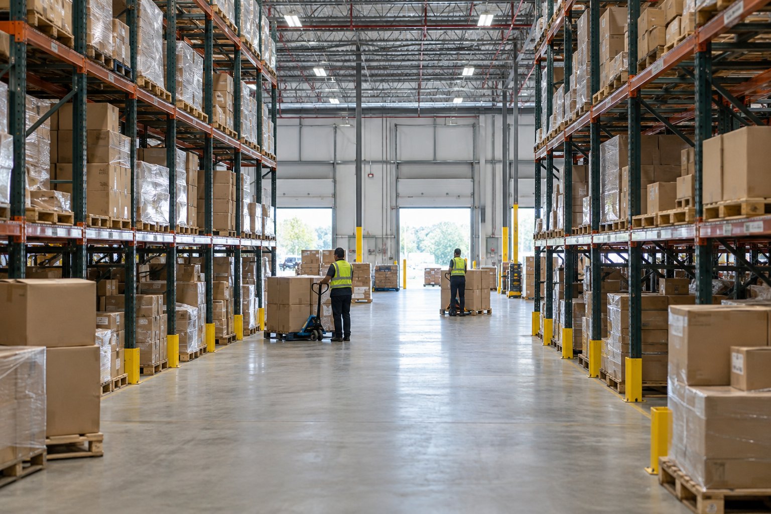 Illustrative American fulfilment warehouse interior